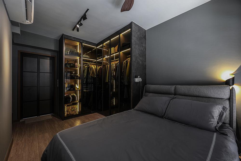 Scandinavian Bedroom with Vinyl Flooring and Wardrobe
