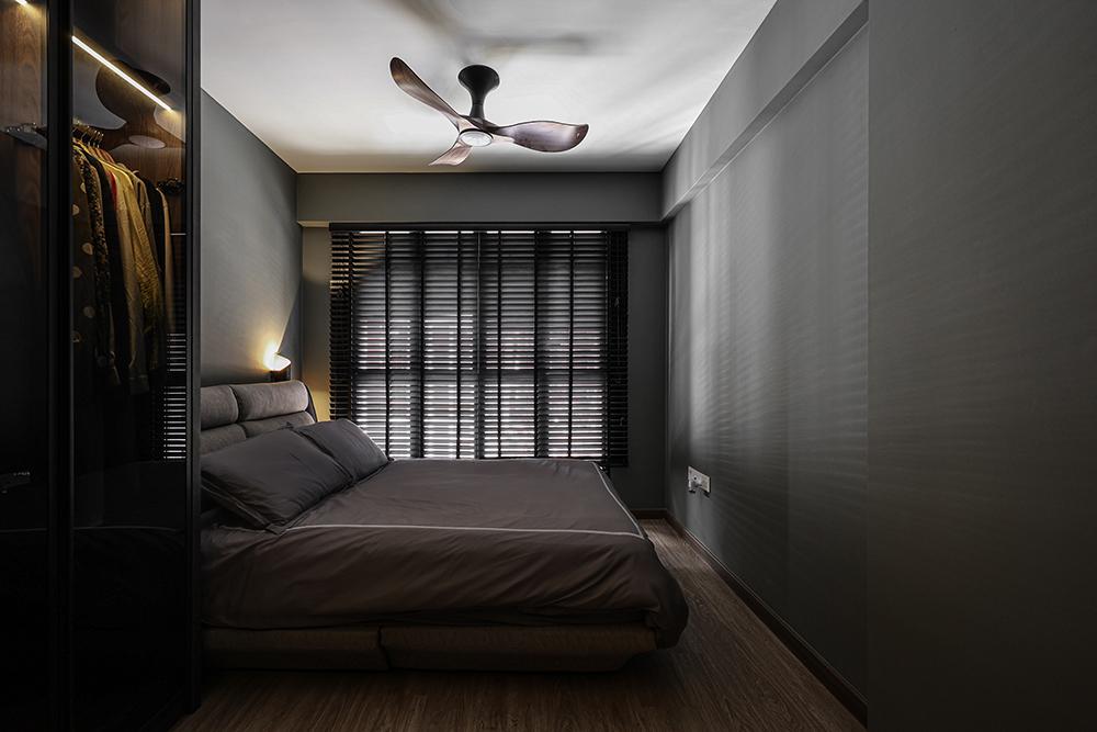 Scandinavian Bedroom with Vinyl Flooring and Wardrobe