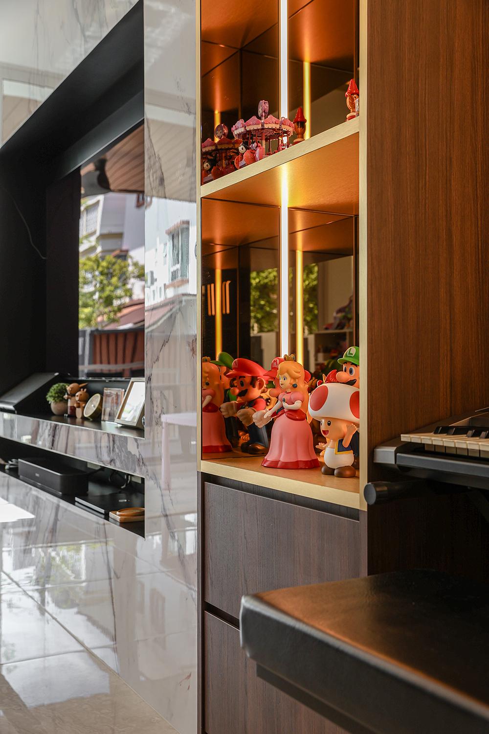 Modern Living Room with TV Console and Display Cabinets