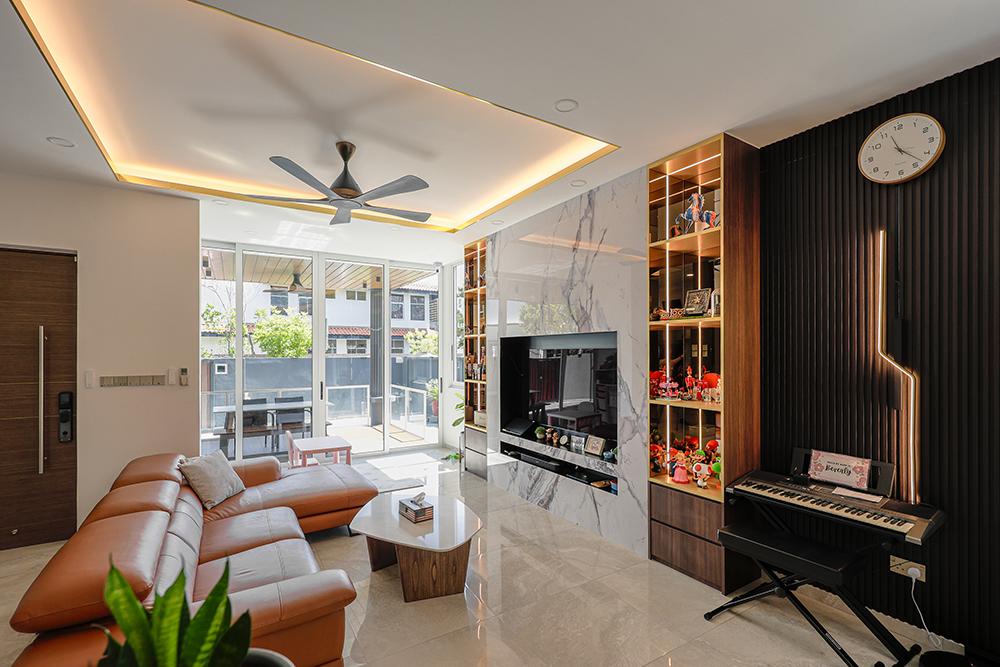 Modern Living Room with TV Console and Feature Wall