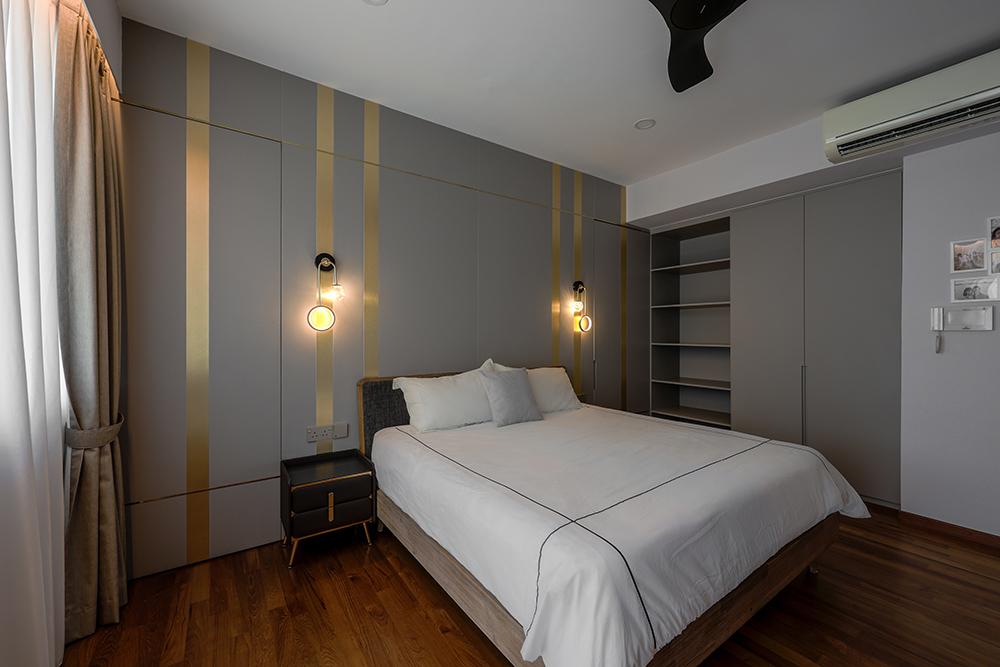 Modern Bedroom with Feature Wall and Wardrobe