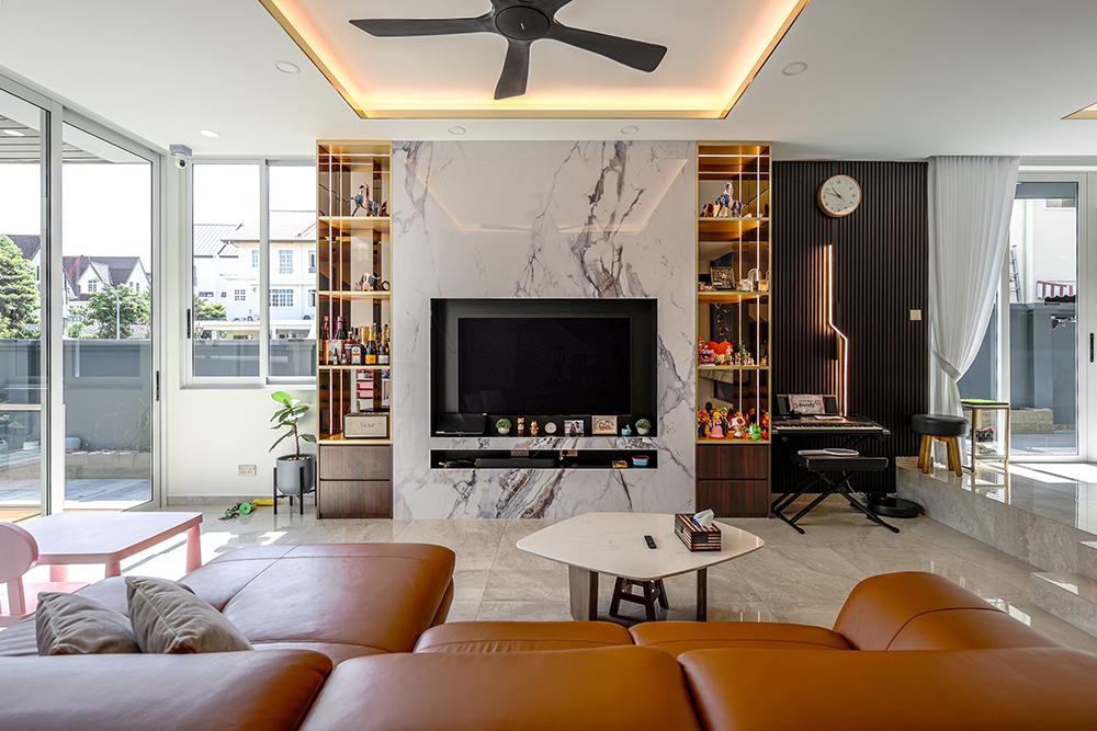 Modern Living Room with TV Console and Feature Wall