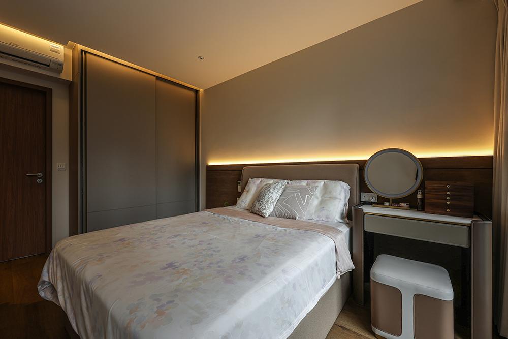 Modern Bedroom with Feature Wall and Cove Lighting