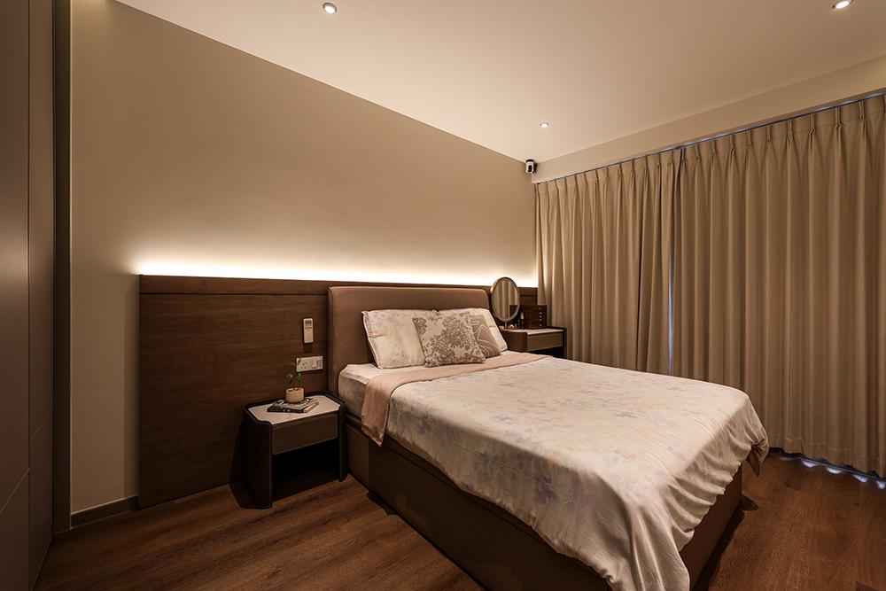 Modern Bedroom with Feature Wall and Cove Lighting