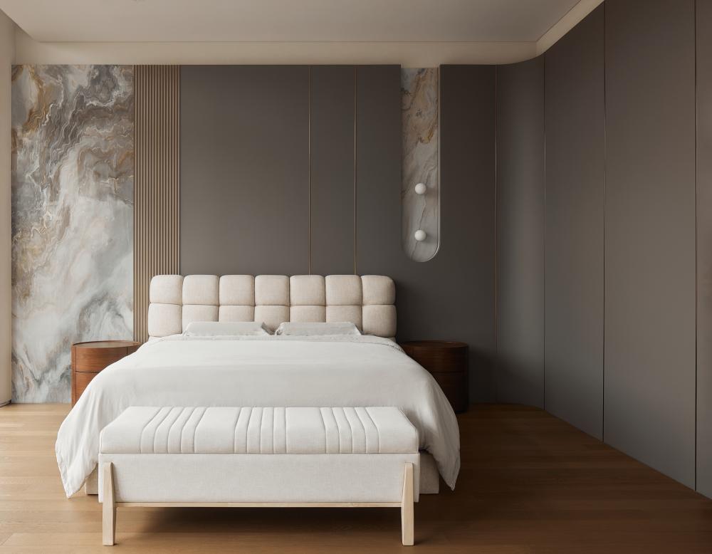 Modern Bedroom with Vinyl Flooring and Flooring