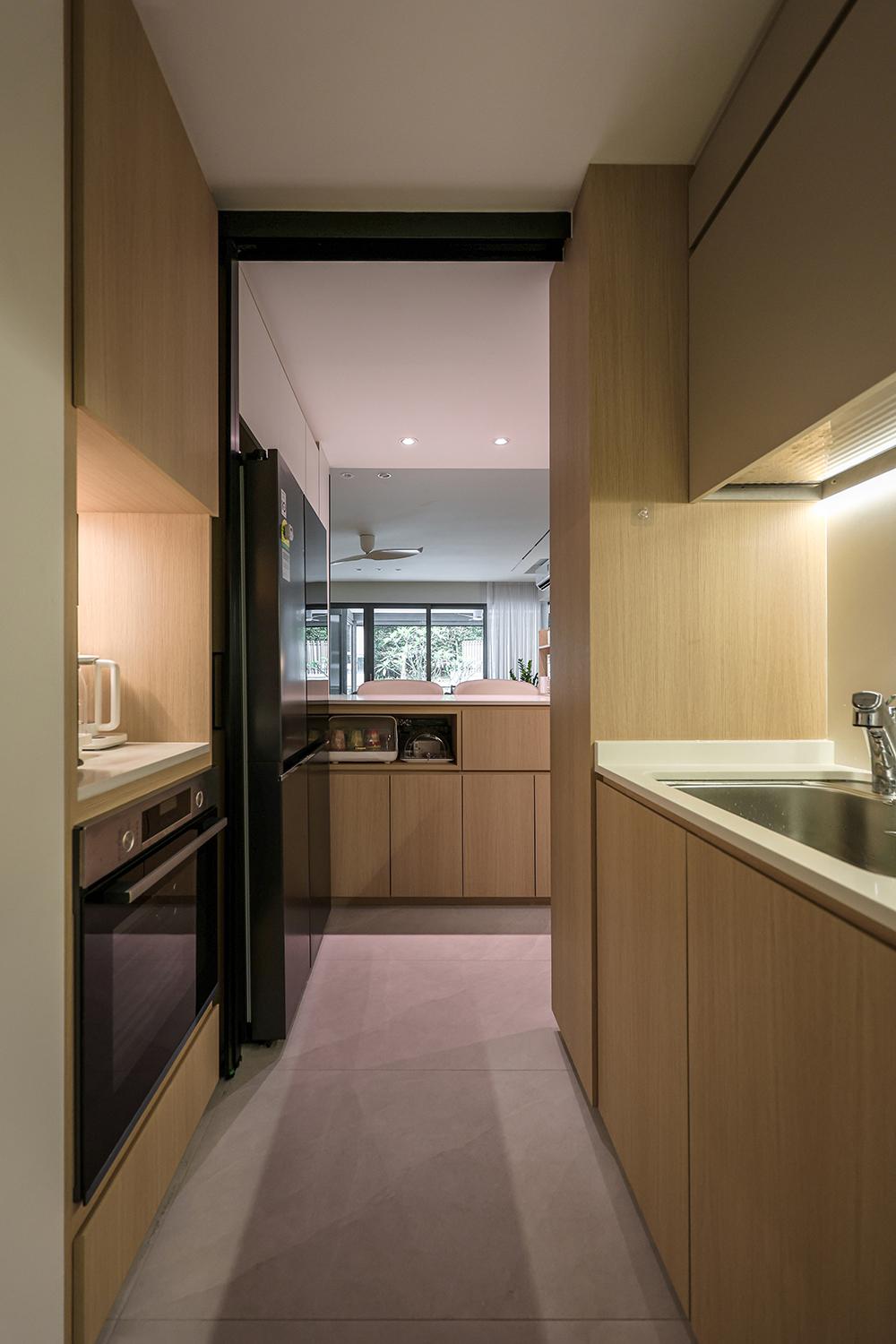 Scandinavian Kitchen with Countertop and Storage Cabinets