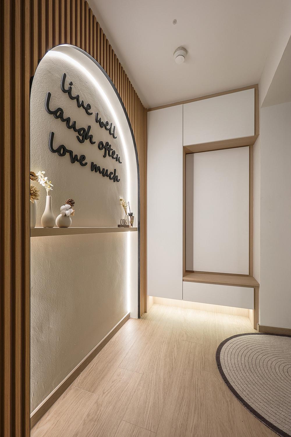 Scandinavian Foyer with Settee and Vinyl Flooring