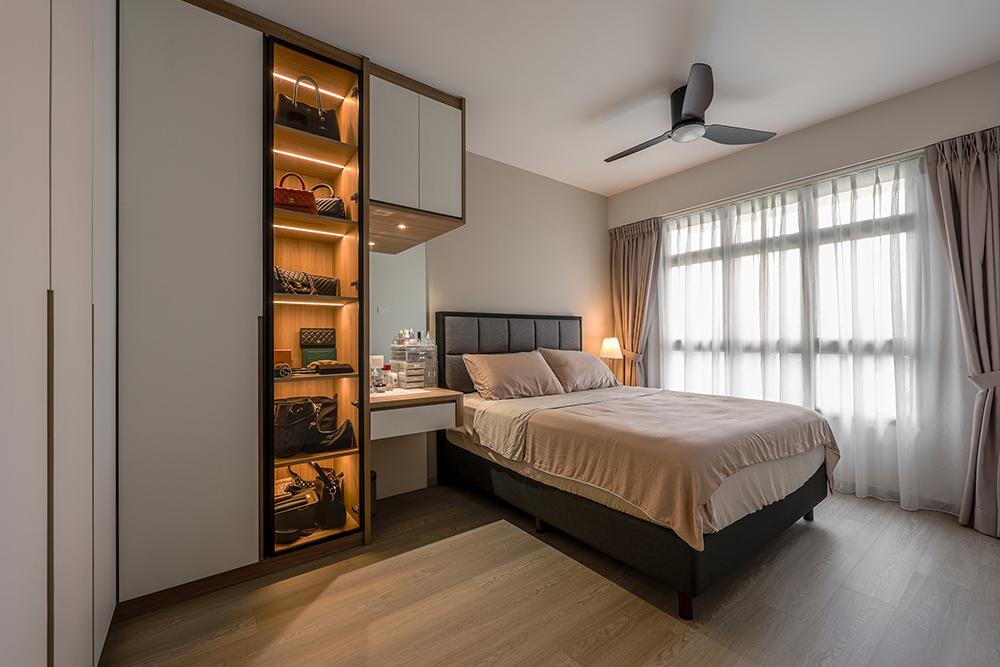 Scandinavian Bedroom with Vinyl Flooring and Wardrobe