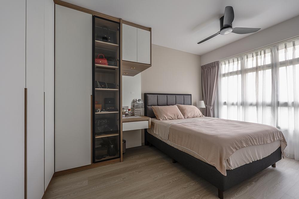 Scandinavian Bedroom with Vinyl Flooring and Wardrobe