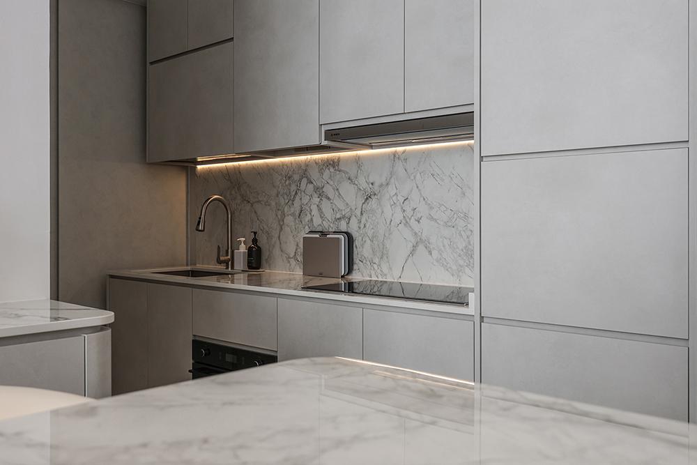 Modern Kitchen with Countertop and Open Kitchen