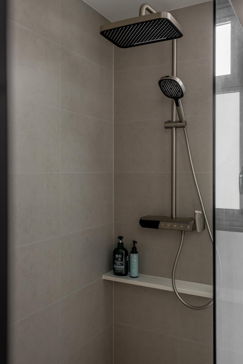 Minimalist Bathroom with Shower Screen and Bathroom Accessories