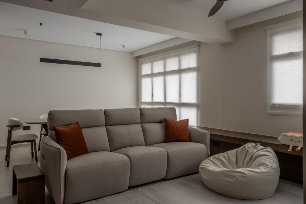 Minimalist Living Room with Vinyl Flooring and TV Console