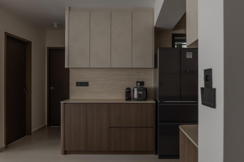 Minimalist Kitchen with Countertop and Vinyl Flooring