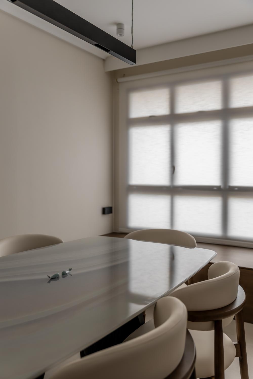 Minimalist Dining Room with Dining Table and Lighting