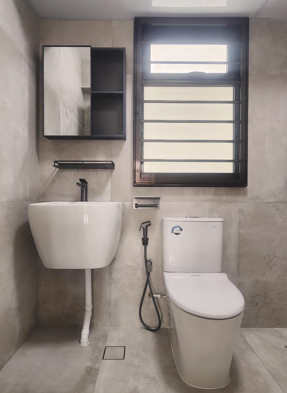 Minimalist Bathroom with Mirror and Bathroom Mirrors