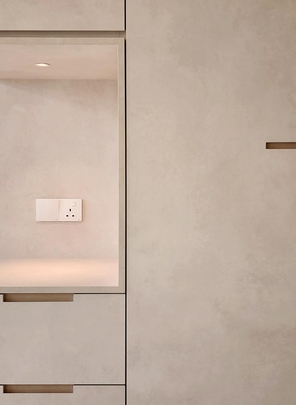 Minimalist Bedroom with Wardrobe and Bedside Table