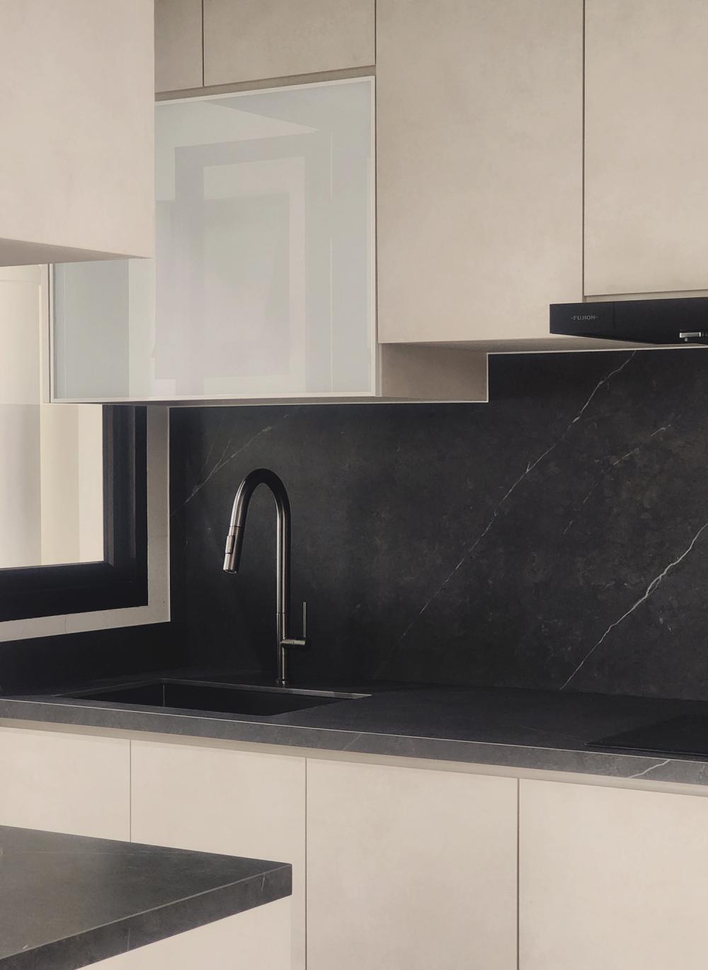Minimalist Kitchen with Countertop and Kitchen Accessories