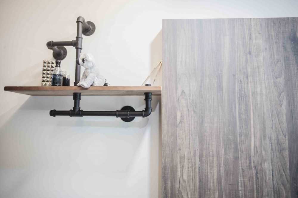 Contemporary Bedroom with Storage Cabinets and Shelving Units