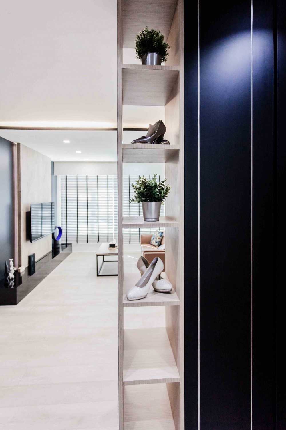 Contemporary Living Room with Vinyl Flooring and TV Console
