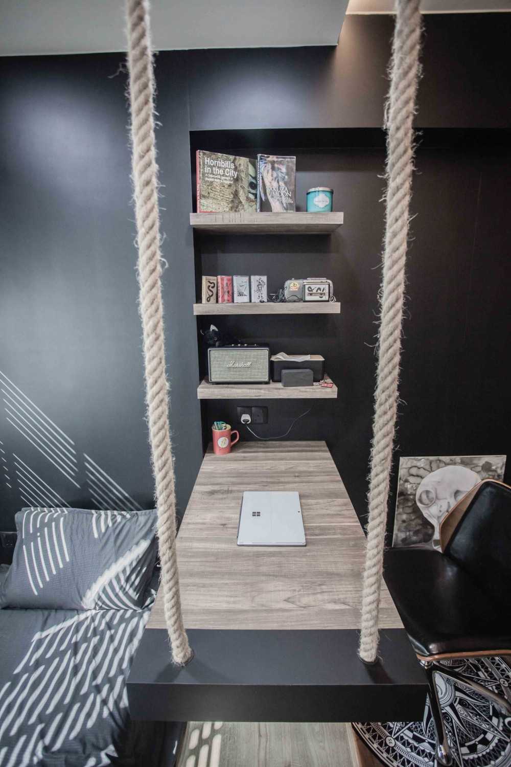 Contemporary Bedroom with Desk and Desk Chairs