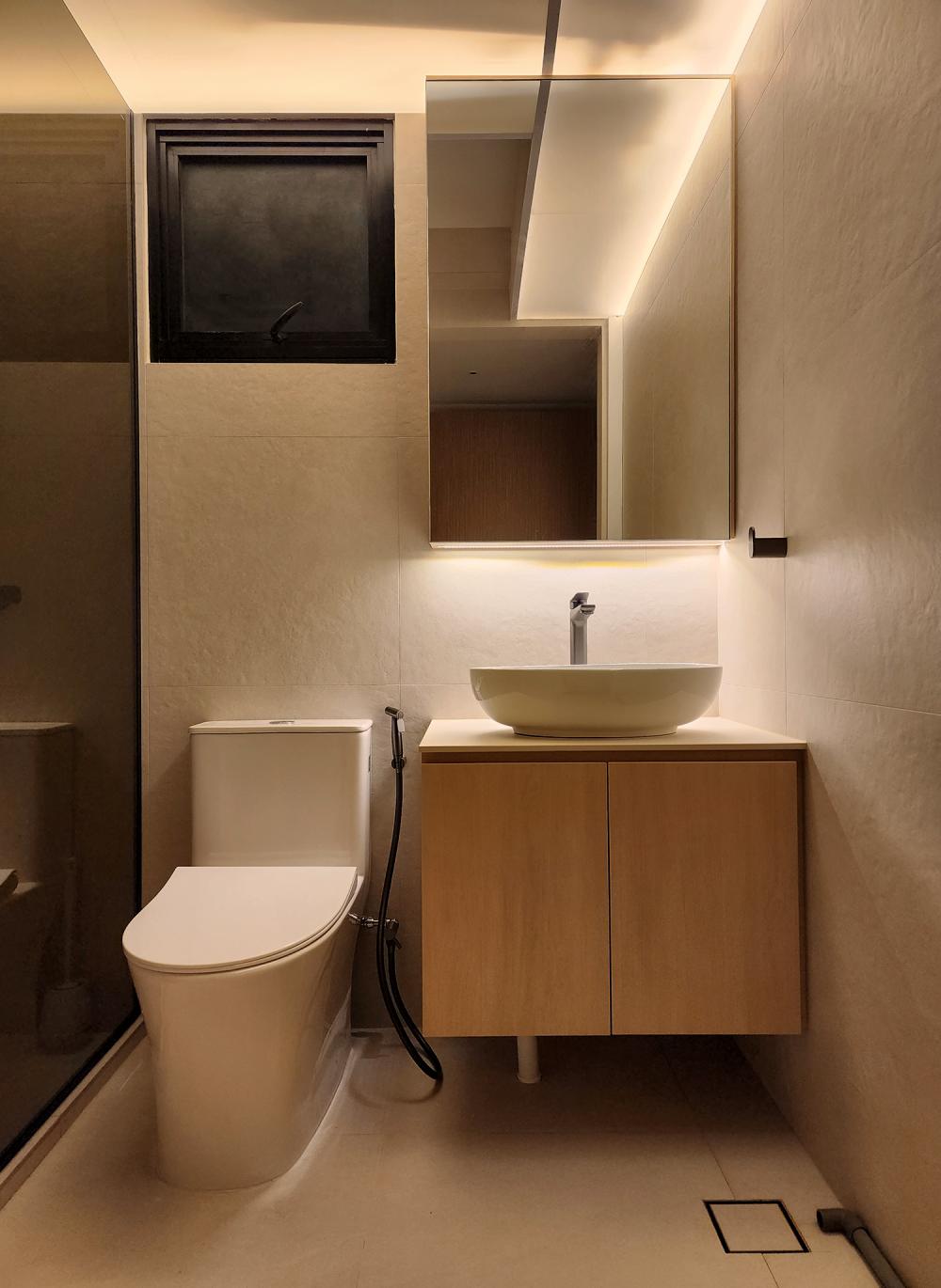 Minimalist Bathroom with Shower Screen and Bathroom Accessories
