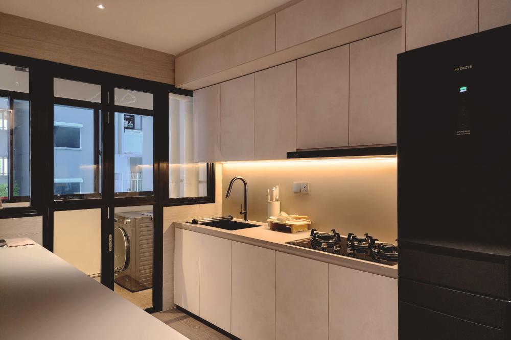 Minimalist Kitchen with Countertop and Vinyl Flooring