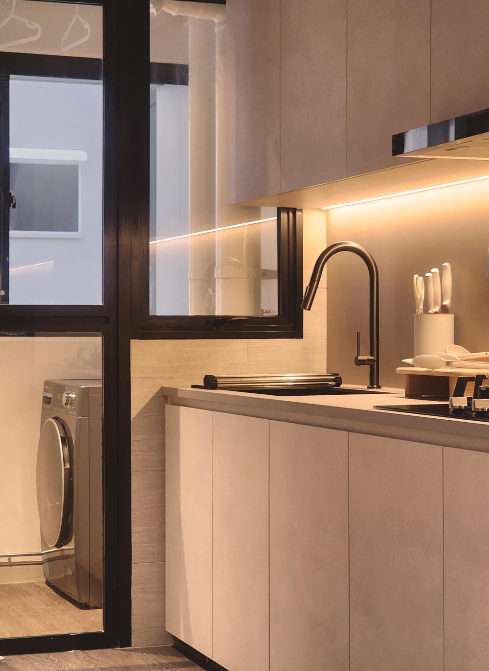 Minimalist Kitchen with Countertop and Vinyl Flooring