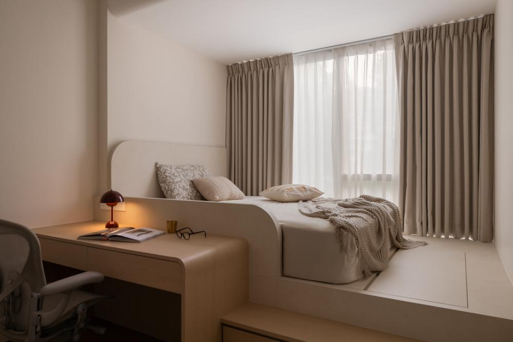 Modern Bedroom with Platform Bed and Built-in Bed