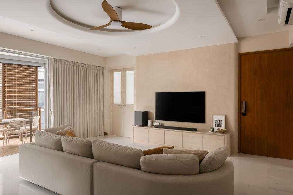 Modern Living Room with TV Console and Feature Wall