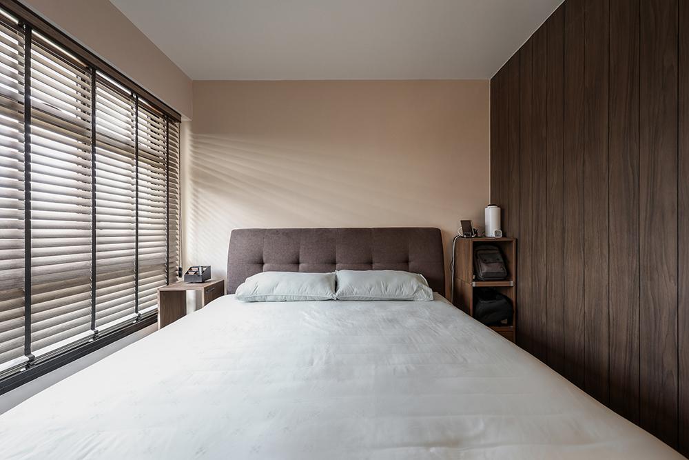 Eclectic Bedroom with Wardrobe and Blinds