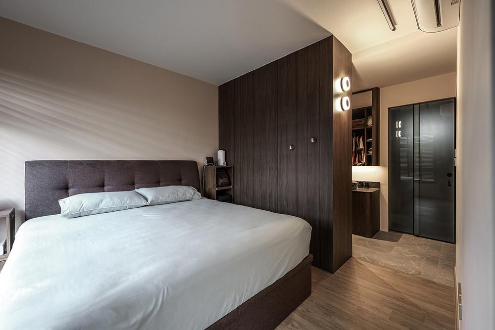 Eclectic Bedroom with Wardrobe and Paintings
