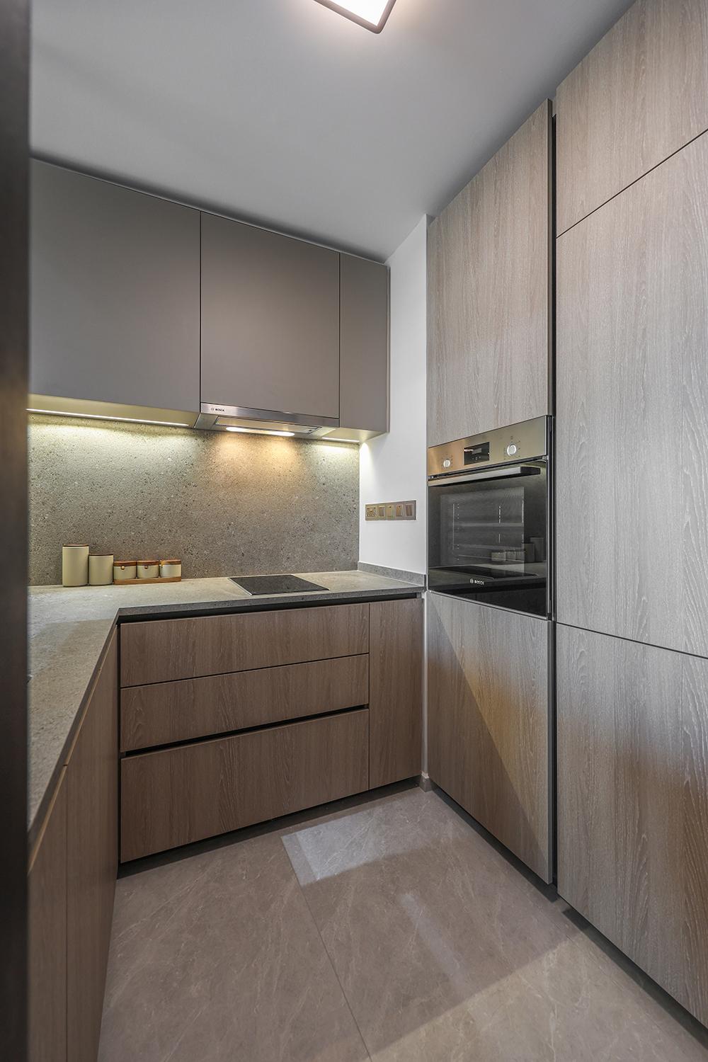 Modern Kitchen with Countertop and Kitchen Cabinets