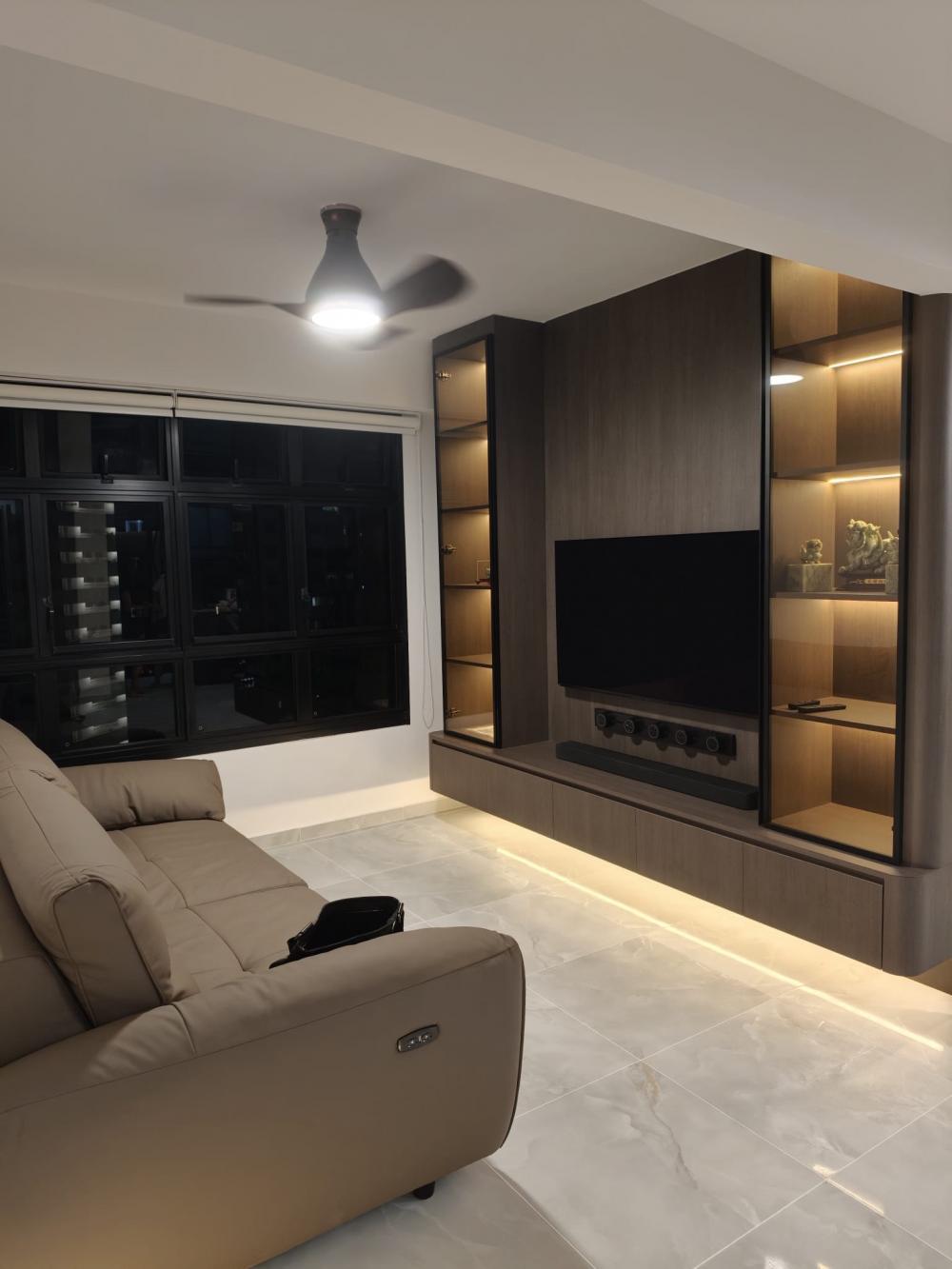 Modern Living Room with Feature Wall and Lighting