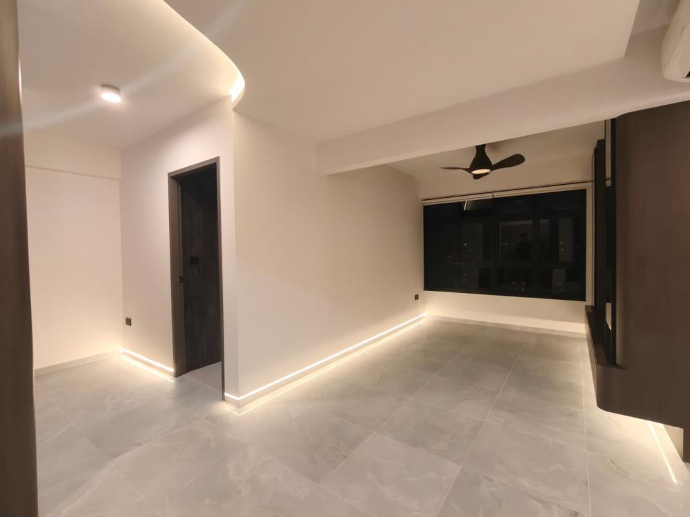 Modern Living Room with Cove Lighting and Lighting