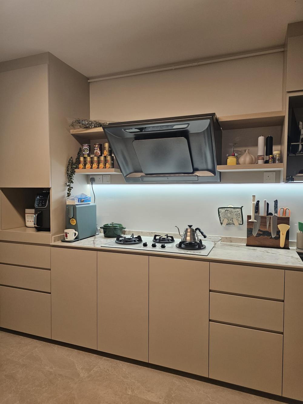 Minimalist Kitchen with Countertop and Kitchen Cabinets