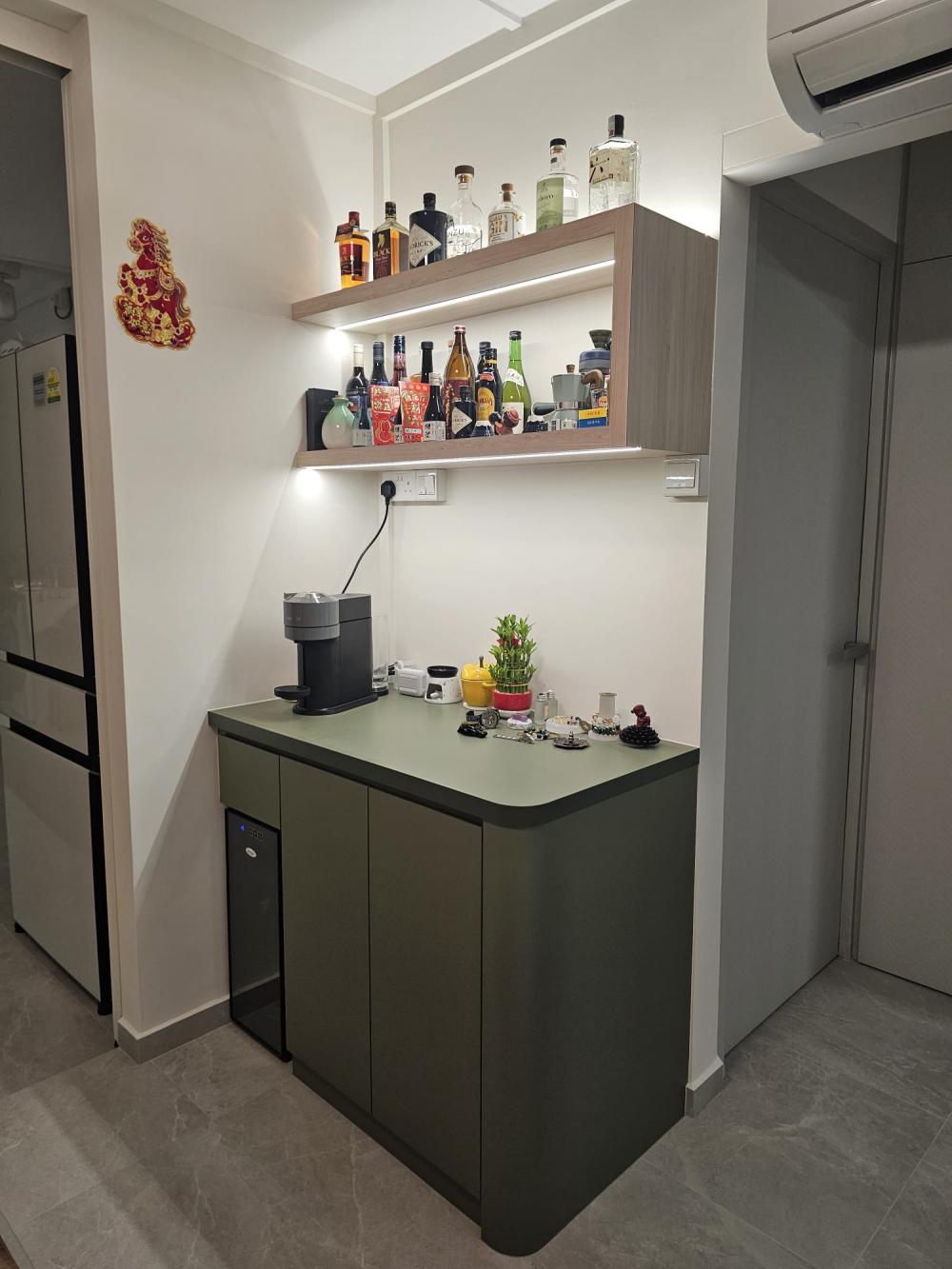 Minimalist Pantry with Shelving Units and Lighting