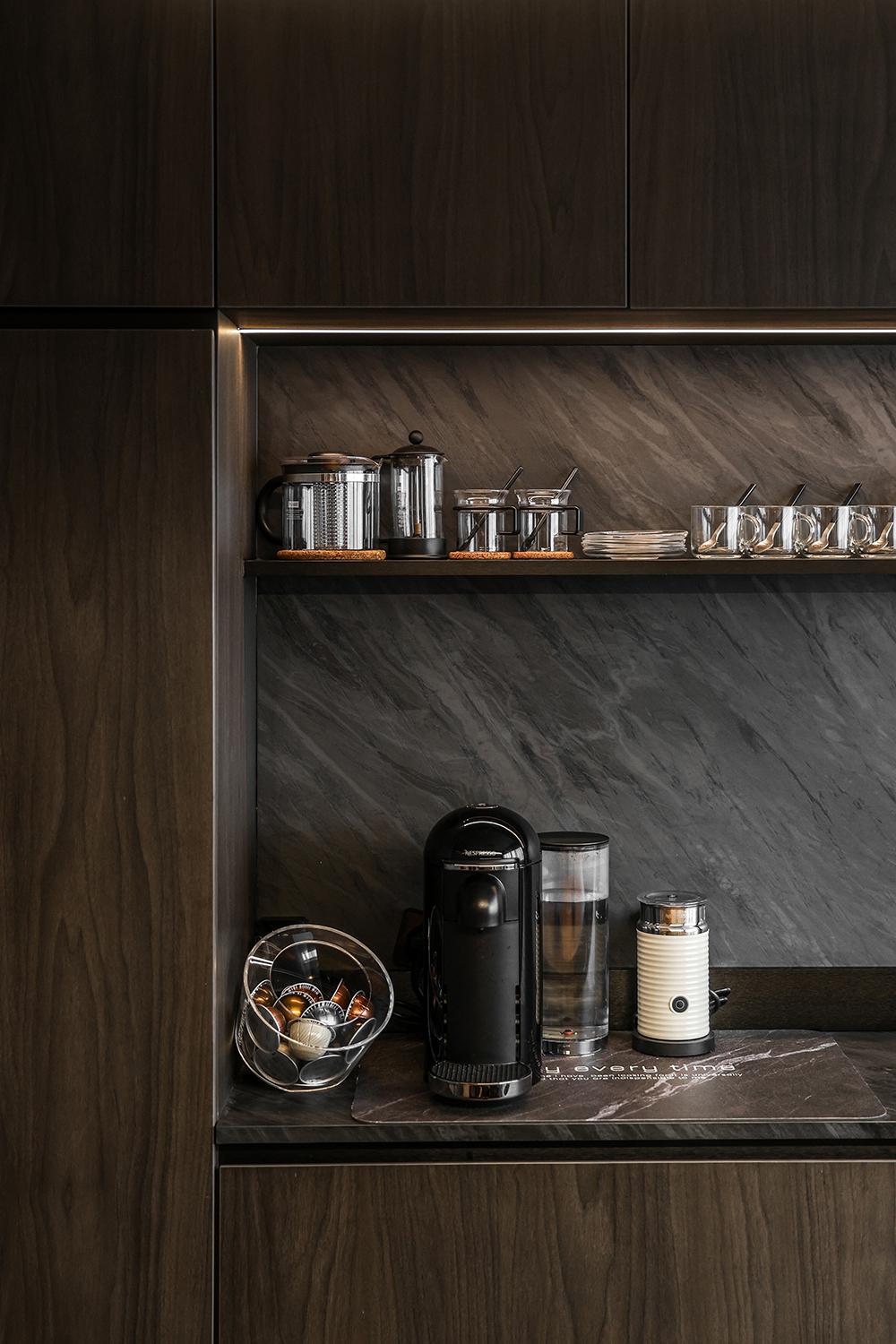 Industrial Dining Room with Drinkware and Storage Cabinets