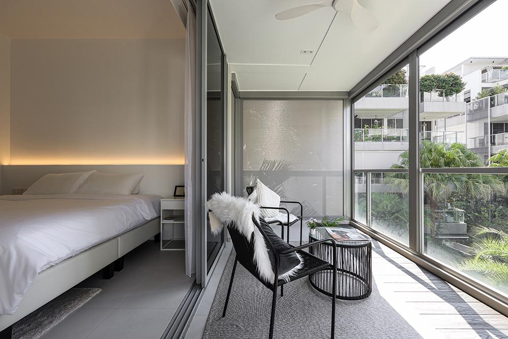 Minimalist Bedroom with Lighting and Blinds