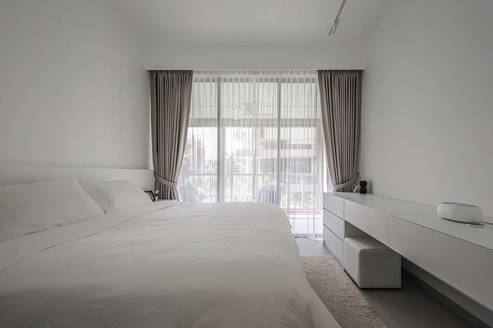Minimalist Bedroom with Curtain and Bedroom Dresser