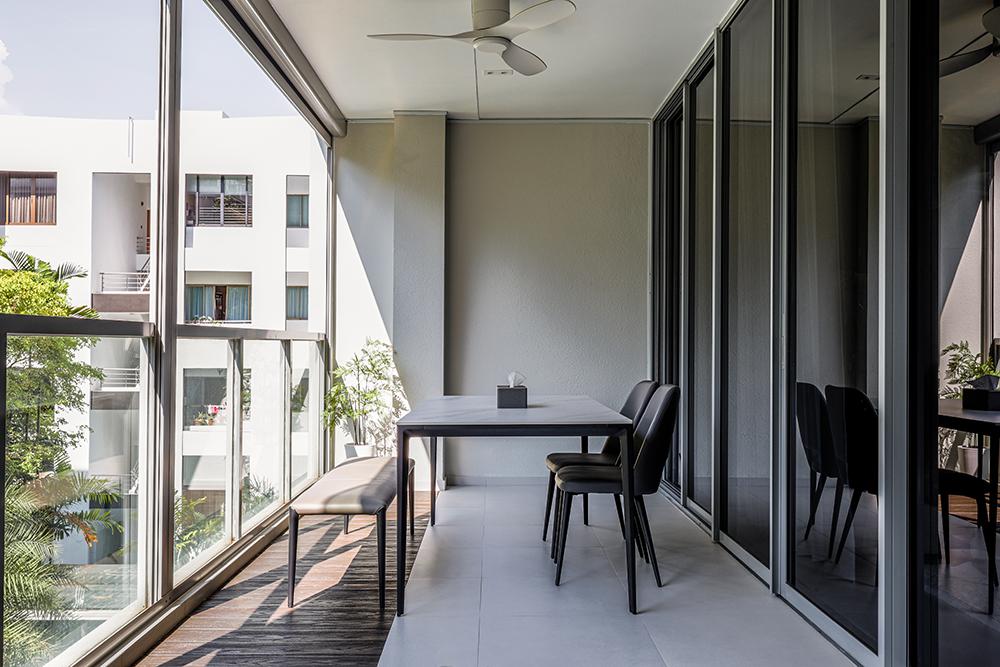 Minimalist Balcony with Outdoor Table and Outdoor Chairs