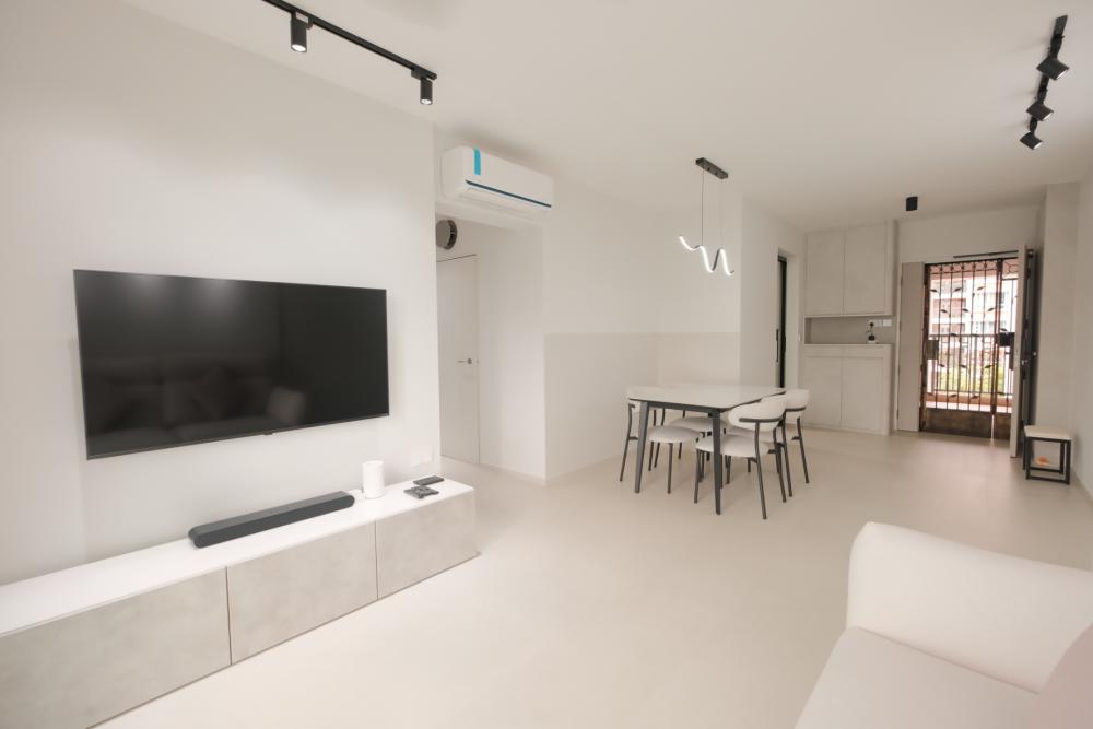 Minimalist Living Room with Vinyl Flooring and Sofa