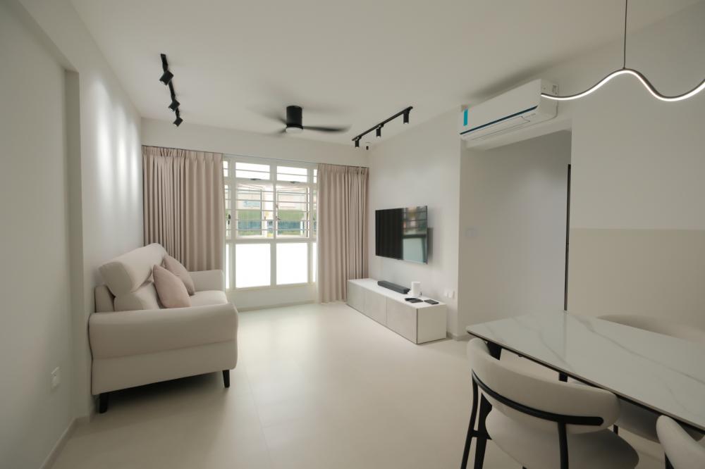 Minimalist Living Room with Vinyl Flooring and Sofa