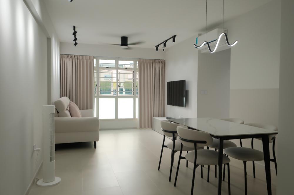 Minimalist Living Room with Vinyl Flooring and Sofa