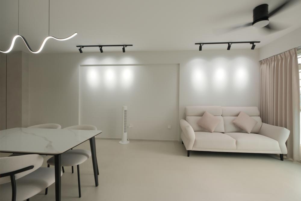 Minimalist Living Room with Vinyl Flooring and Sofa