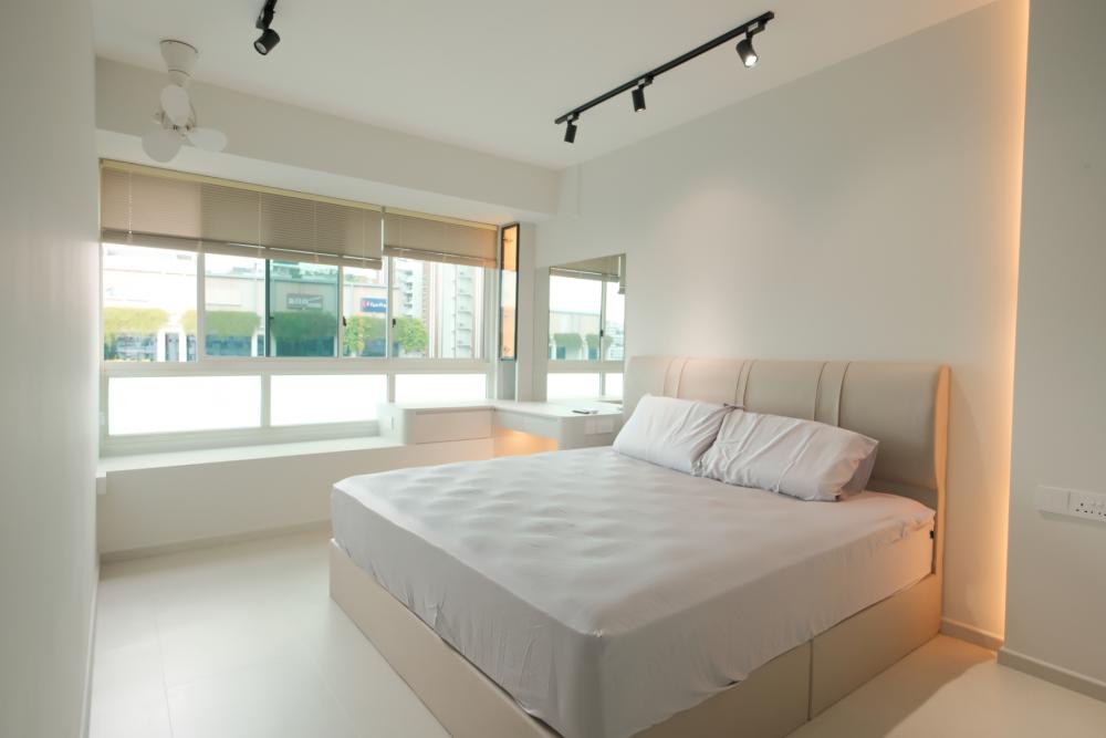 Minimalist Bedroom with Vinyl Flooring and Wardrobe