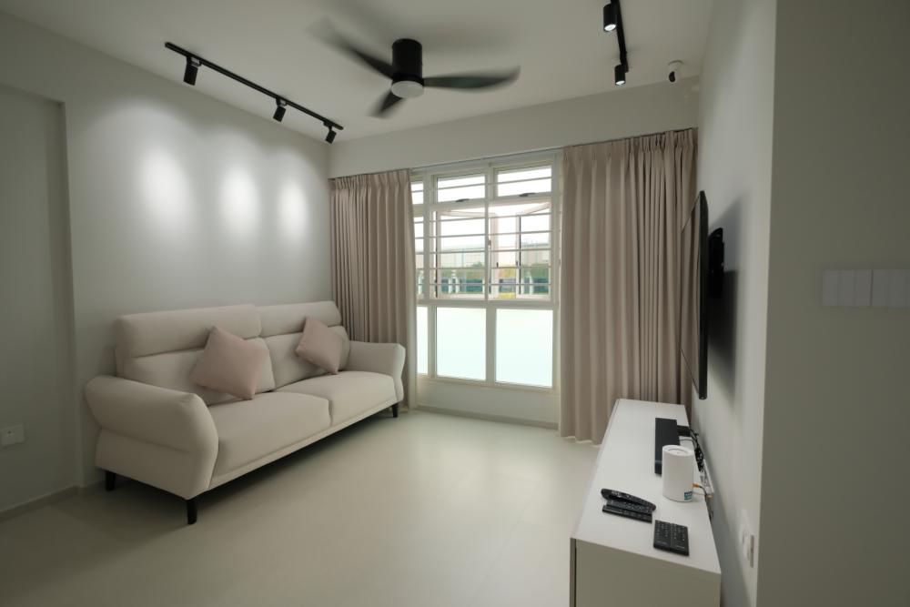 Minimalist Living Room with Vinyl Flooring and Sofa