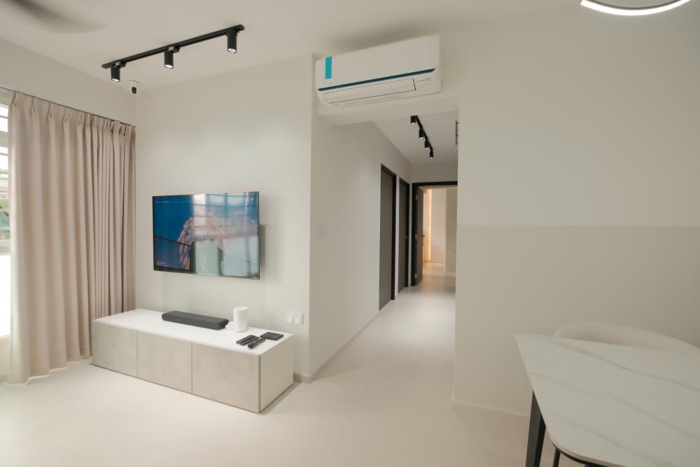 Minimalist Living Room with Vinyl Flooring and Sofa