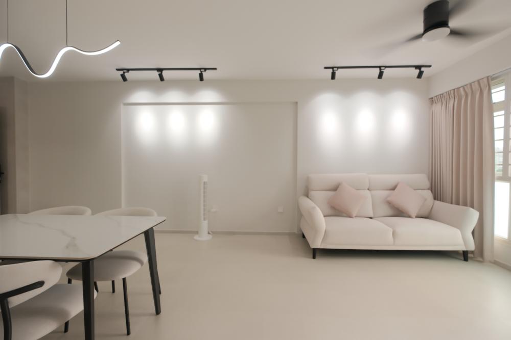 Minimalist Living Room with Vinyl Flooring and Sofa