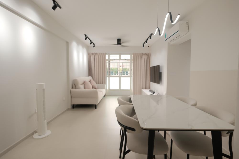 Minimalist Living Room with Vinyl Flooring and Sofa