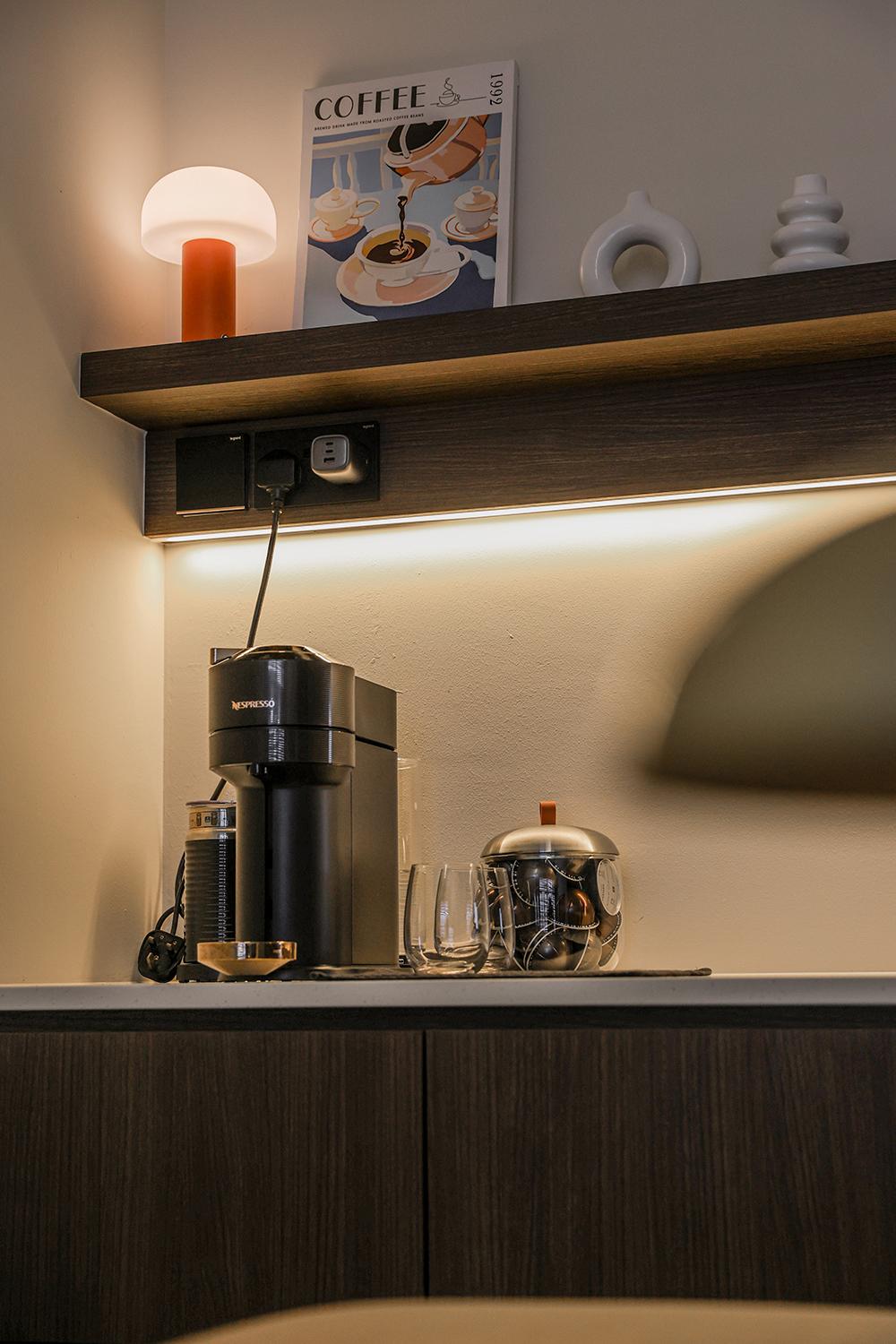 Modern Pantry with Drinkware and Storage Cabinets